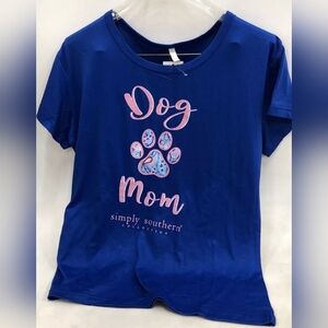 Simply Southern Collection Women's Blue Dog Mom Top Size Small NWT MSRP $33.98